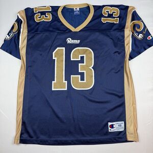Vintage Champion Kurt Warner St Louis Rams Jersey Mens XL 48 Blue Gold Football
